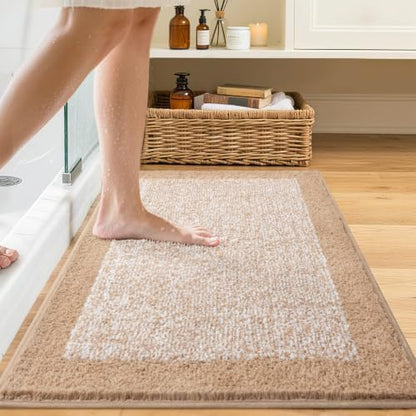 36x24 Large Bathroom Rugs Non Slip Washable, Soft Absorbent Bath Mat Beige
