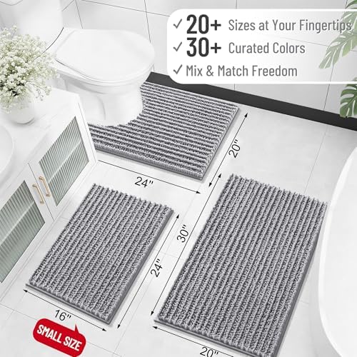 OLANLY Large Bathroom Rugs 59x35, Thick Soft Absorbent Chenille Bath Rugs