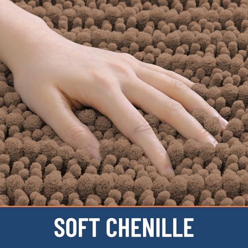 Smiry Bathroom Rugs 59X24, Extra Soft Rubber Backing Chenille Bath Mats