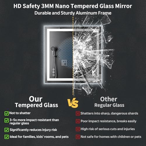 30"x30" LED Bathroom Mirror with Lights, Backlit+Frontlit, Anti-Fog