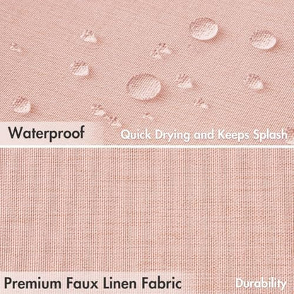 MIULEE Blush Pink Scalloped Linen Shower Curtain 72x72 Inches