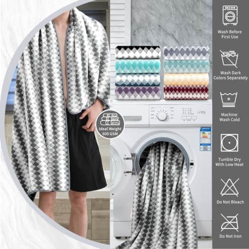8 Piece Bathroom Towel Set Dark Grey|2 Oversized Large Bath Towels Sheet,2 Hand Towels,4 Washcloths| 600GSM Soft Premium Towel Set for Bathroom Hotel,Highly Absorbent Quick Dry Bath Towel Collections