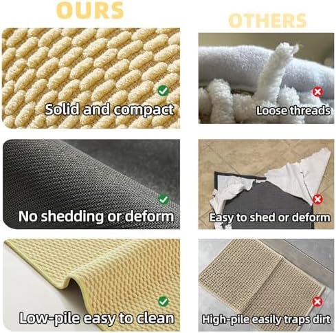 TYUU Bathroom Runner Rug, Long Bath Mat Washable Thin Quick Dry Low Pile Bathroom Runner Rugs 24 x 60 Non Slip, Yellow 24"x60"