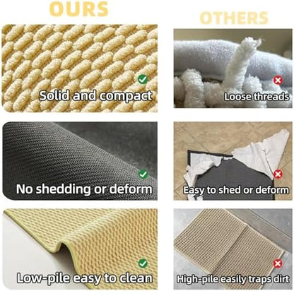 TYUU Bathroom Runner Rug, Long Bath Mat Washable Thin Quick Dry Low Pile Bathroom Runner Rugs 24 x 60 Non Slip, Yellow 24"x60"