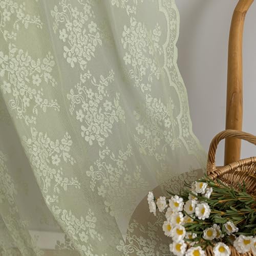 TUDECO Sage Green Shower Curtain with Attached Valance, 72 x 72, 1 Panel