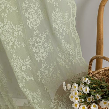 TUDECO Sage Green Shower Curtain with Attached Valance, 72 x 72, 1 Panel