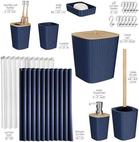 Clara Clark Bathroom Set, Shower Curtain Set, Bathroom Accessory Set