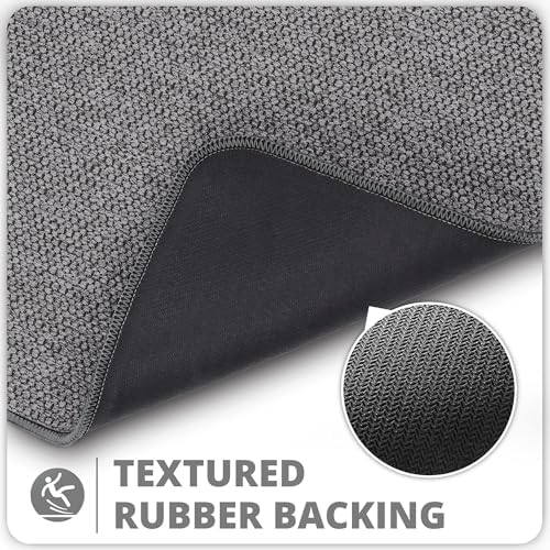 Bosap Bath Mat,Ultra Thin Bathroom Runner Rugs,Large Bath Mats for Bathroom,Quick Dry,Non-Slip,Machine Washable,Low Pile,Bath Rug,Shower Outside,Sink,Home Decor Accessories.Dark Grey,3'x5'(36x60inch)