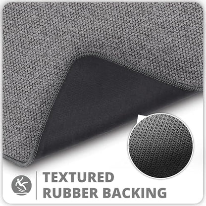 Bosap Bath Mat,Ultra Thin Bathroom Runner Rugs,Large Bath Mats for Bathroom,Quick Dry,Non-Slip,Machine Washable,Low Pile,Bath Rug,Shower Outside,Sink,Home Decor Accessories.Dark Grey,3'x5'(36x60inch)