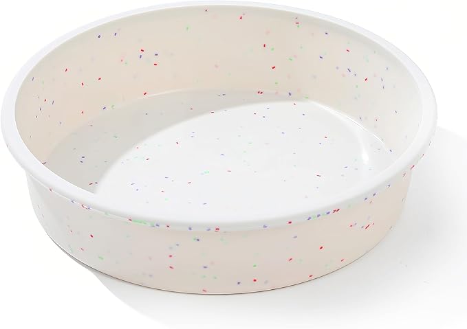 10 inch Silicone Round Cake Pans with Metal Reinforced Frame, Nonstick Cake Molds for Baking, BPA Free 1 Pc (Cream)