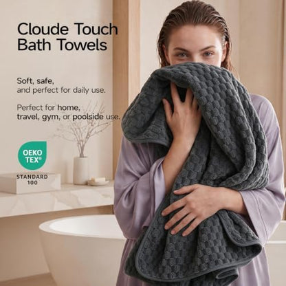 REDKISS Charcoal Gray Pink Microfiber Bath Towels Large, 30"x60", 2 Pack