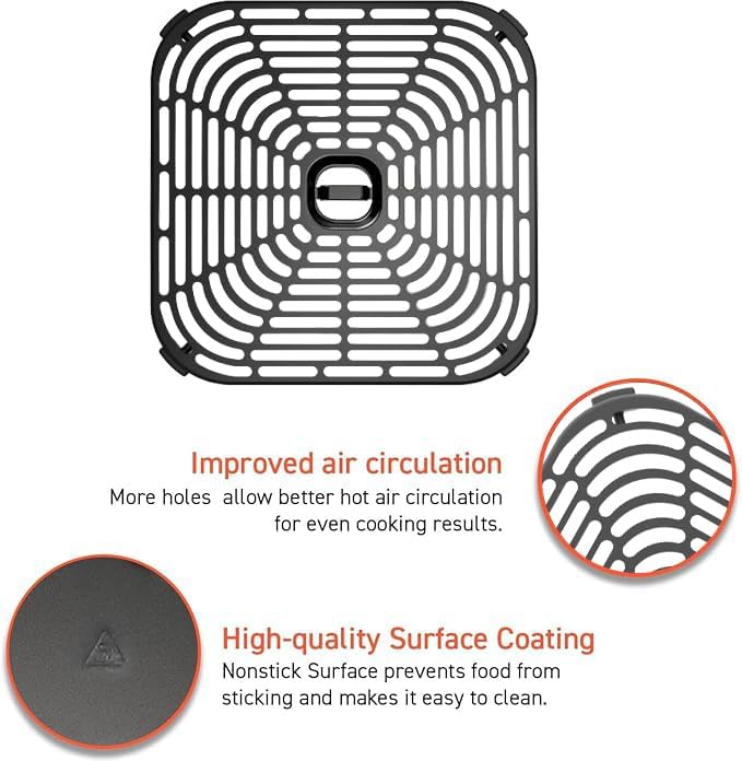 Cosori Turboblaze 6Qt Air Fryer Original Crisper Tray, Replacement Accessories for CAF-DC601-KUS Air Fryer, Ceramic, Non-Stick, Dishwasher-Safe, CRP-DC601RC-KUS, Dark gray