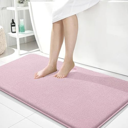 OLANLY Memory Foam Bathroom Runner Rugs 44x24, Long Bath Mats, Dusty Rose