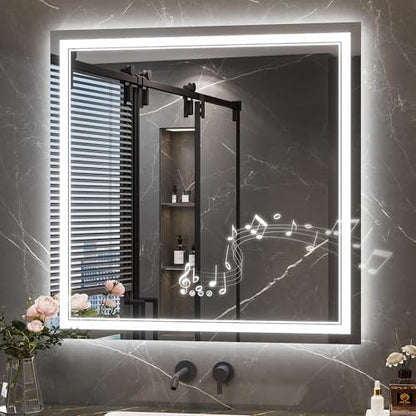 Keonjinn 28" x 36" Lighted Mirrors for Bathroom Wall, Frontlit & Backlit