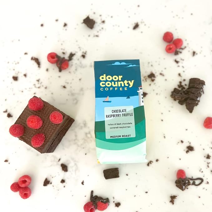 Door County Coffee Chocolate Raspberry Truffle Medium Roast Ground Coffee - 10oz Bag - 100% Specialty Arabica