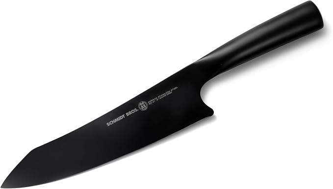 Schmidt Brothers - Jet Black Series 7-Piece Kitchen Knife Set, High-Carbon German Stainless Steel Cutlery, Pure Matte Black Titanium Finish With Clear Acrylic Magnetic Knife Block