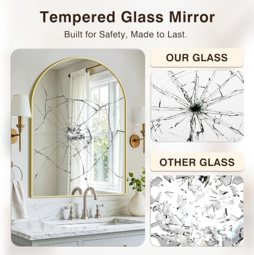 Arched Bathroom Vanity Mirror for Over Sink, 2 Pack 38”x26”, Gold
