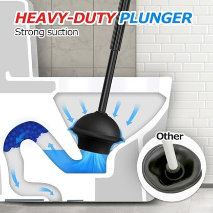 FORASTO 3in1 Toilet Plunger and Brush Set - Home Bathroom Cleaning Tools