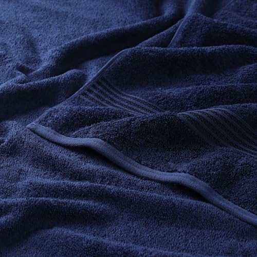 Superior Egyptian Cotton Bath Towel Set, Home Bathroom Towels, Master, Guest Bath, Decor Essentials, Quick Dry, Absorbent, Large Body Towels, Spa, Hotel, Resort, Adult, Kids, Set of 2, Navy Blue
