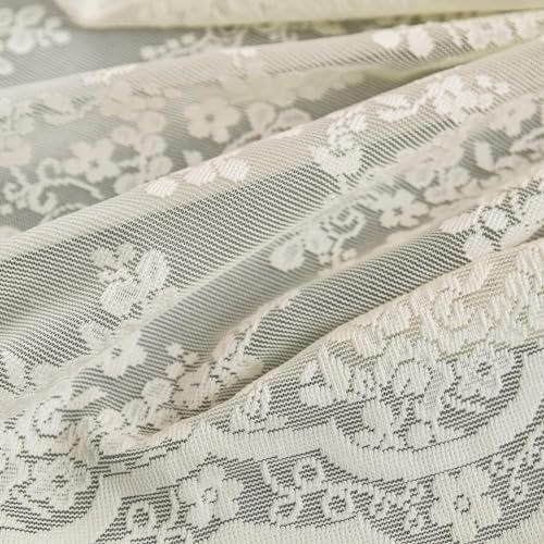 Ivory Lace Stall Shower Curtain 36x72, Stand-Up Style with Attached Valance