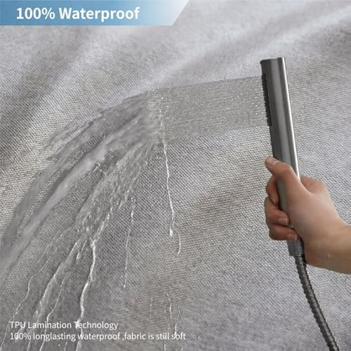 Extra Long Fabric Shower Curtain with Waterproof Layer,72x84,Grey