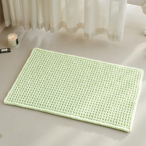 TYUU Waffle Bath Mat, Boho Bathroom Rugs Non Slip, 30x20 Pale Green