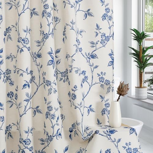 MitoVilla Long Cotton Floral Shower Curtain for Bathroom,72 x 78