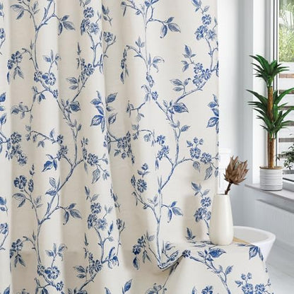 MitoVilla Long Cotton Floral Shower Curtain for Bathroom,72 x 78