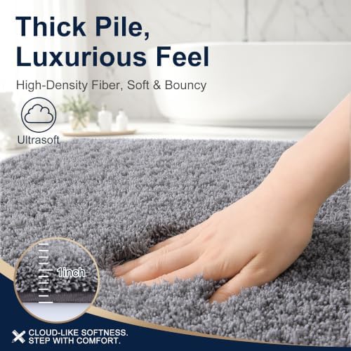 OLANLY Microfiber Bathroom Rugs 34x21, Soft Highly Absorbent Bath Mat, Grey