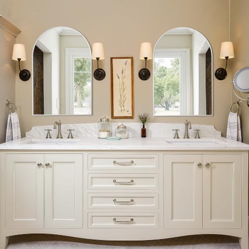 Arched Bathroom Vanity Mirror for Over Sink, 30”x20”, Silver