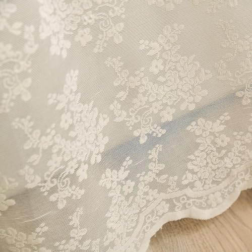 Ivory Lace Stall Shower Curtain 36x72, Stand-Up Style with Attached Valance