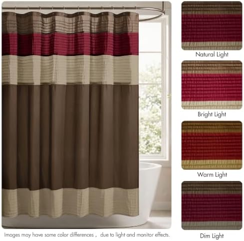Madison Park Amherst 72 x 72 Bathroom Shower Curtain, Faux Silk, Red