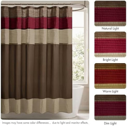 Madison Park Amherst 72 x 72 Bathroom Shower Curtain, Faux Silk, Red