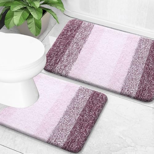 OLANLY Micorfiber Bathroom Rug Set 2 Piece, 30"x20"+U-Shaped 24"x20"
