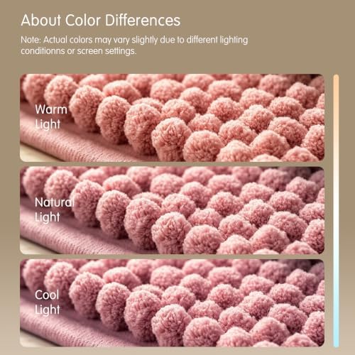 SUBRTEX Bathroom Rugs, U Shaped Chenille Bath Rug 24" x 20" Soft Short Plush Bath Mat Soft Shower Mat Water Absorbent Shower Mat Quick Dry Machine Washable, Pink