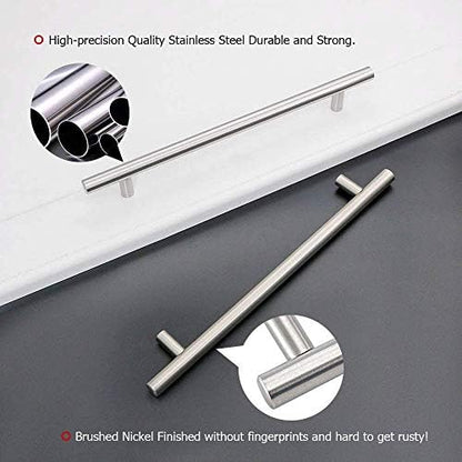 homdiy Brushed Nickel Cabinet Pulls Cabinet Handles, 10in(256mm) Center to Center Dresser Drawer Handles Silver Drawer Pulls for Kitchen, Bedroom, Bathroom, Wardrobe Hardware