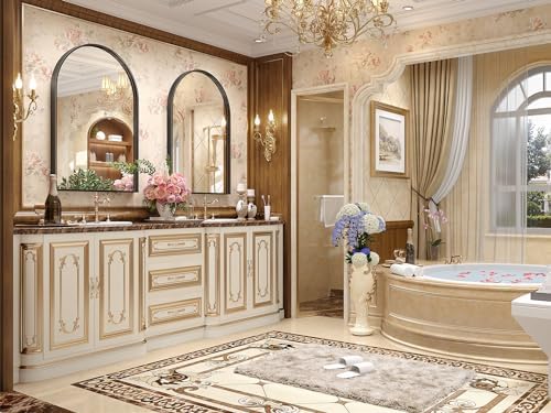 Brightify Arched Mirror, 26 x 38 Inch Black Arch Wall Mirror, Metal Frame Black Bathroom Mirror, Arched Top Bathroom Vanity Mirror for Living Room Bedroom Mantel Entryway