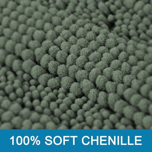 H.VERSAILTEX 2 Piece Bathroom Rugs Bath Mats Sets Super Absorbent Chenille Striped Bath Mats Non Skid Machine Wash Dry Rugs for Bathroom Floor (Green Bay, 24 x 36 Plus 20 x 32 - Inches)