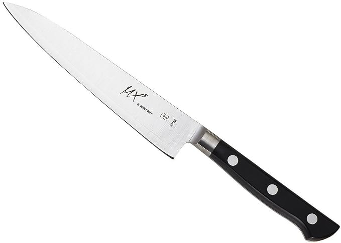 Mercer Culinary MX3 Premium San Mai VG-10 Steel Core Blade Petty Knife, 150mm 6 Inch,Black