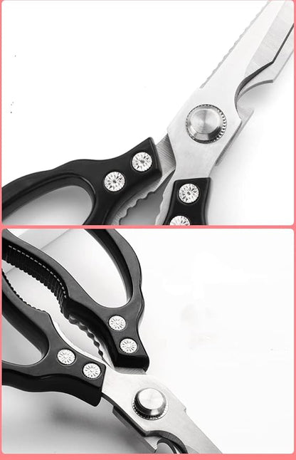 AWinjoy Heavy Duty Sharp Kitchen Scissors, Dishwasher Safe, Cooking Shears for Meat, Chicken, Fish, Poultry, Herb, Bread (Black)