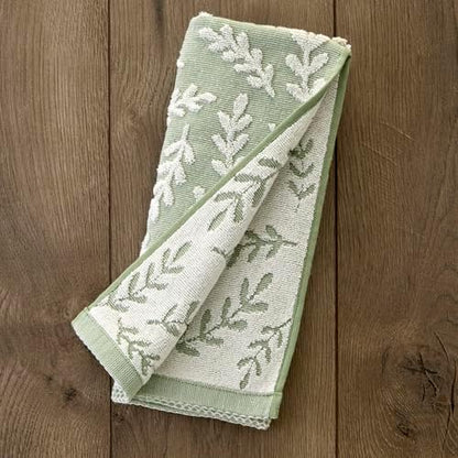 SKL Home Leaf Sprig Hand Towel Set-2pc, 100% Cotton, Reversible, Sage