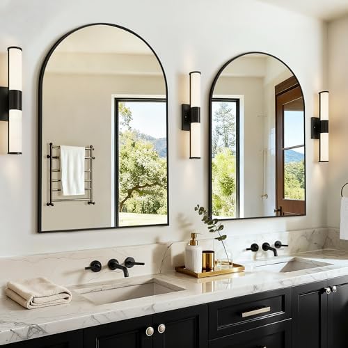 Arched Bathroom Vanity Mirror for Over Sink, 2 Pack 30”x20”, Black