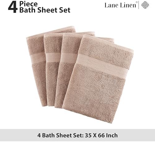 LANE LINEN Large Bath Sheet Set Oversized Soft Absorbent Quick Dry - Taupe