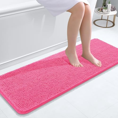 OLANLY Bathroom Runner Rugs 47x17, Extra Soft Absorbent Chenille Bath Rugs