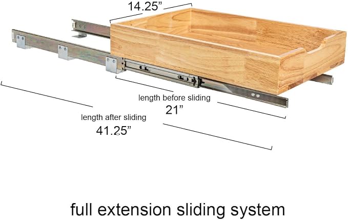 Household Essentials Natural Wood and Steel Pull-Out Organizer with Rustic Brushed Finish