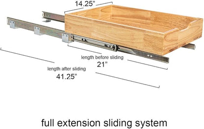 Household Essentials Natural Wood and Steel Pull-Out Organizer with Rustic Brushed Finish