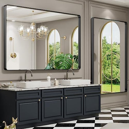 LOAAO 60X40 Inch Black Metal Framed Bathroom Mirror