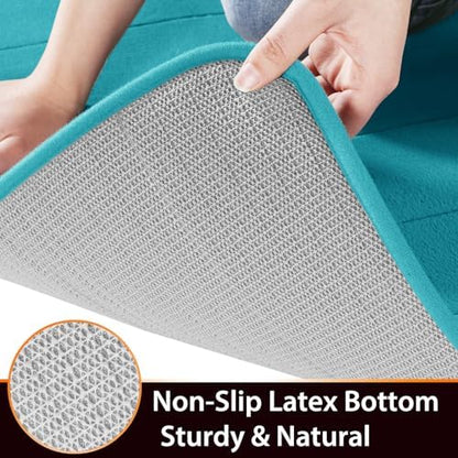 Yimobra Memory Foam Bath Mat, Super Soft Absorbent Bathroom Rug Non Slip, Quick Dry, Machine Washable Floor Carpet for Tub Shower, Home Decor Accessories, 24x17, Lake Blue