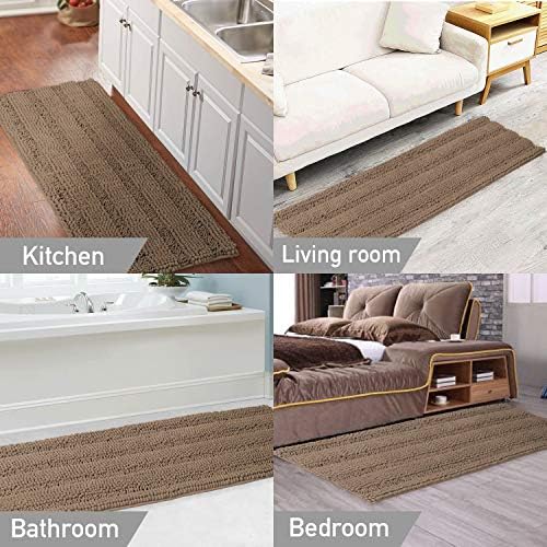 Turquoize Bathroom Runner Rug 17"x47", Soft Absorbent Chenille Bath Rug
