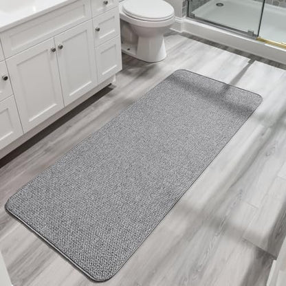 Bosap Bath Mat,Ultra Thin Bathroom Runner Rugs,Large Bath Mats for Bathroom,Quick Dry,Non-Slip,Machine Washable,Low Pile,Bath Rug,Shower Outside,Sink,Home Decor Accessories.Grey,1'5"x4'11"（17x59inch）